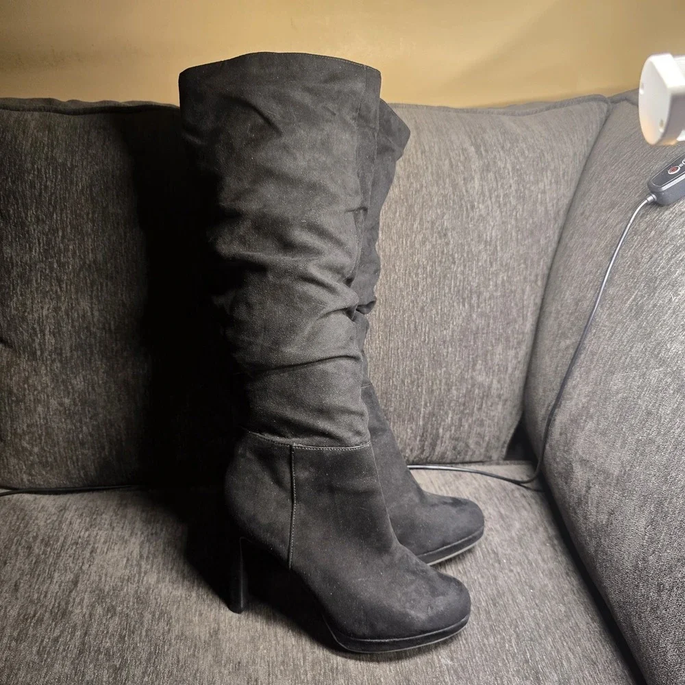 Kelly & Katie Kuzma Womens Black‎ Slouchy Knee High Stiletto Boots Size 6
